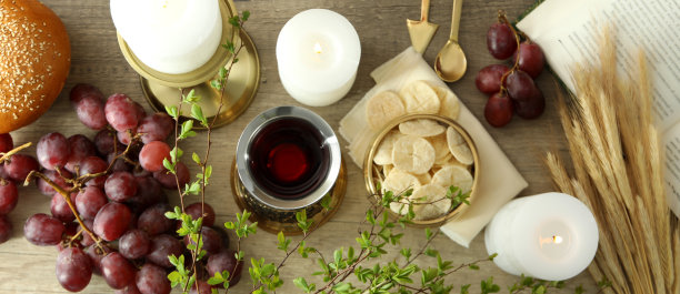 圣餐的概念或组成，俯视图图片下载