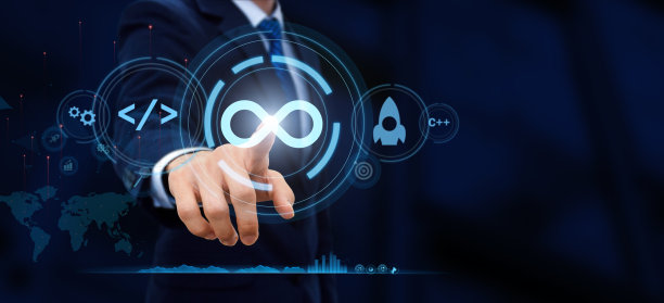 在虚拟屏幕上高效开发和操作的DEVOPS概念。图片下载