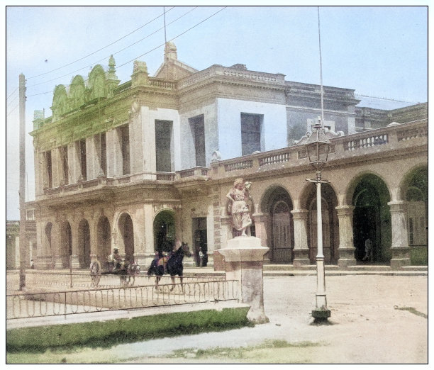 古董黑白照片:特里剧院，西恩富戈斯，古巴图片下载