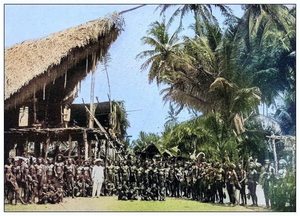 古色古色的黑白照片:菲律宾伊戈罗特镇和人民图片下载