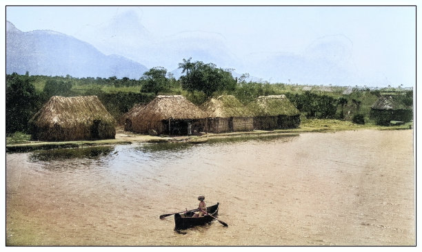 古色古香的黑白照片:圣达菲附近的土著小屋，青年岛图片下载