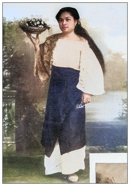 古色古香的黑白照片:菲律宾的塔加洛族女孩图片下载