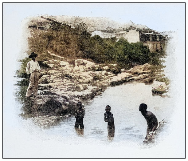 古色古香的黑白照片:古巴拉普恩特附近的游泳池图片下载