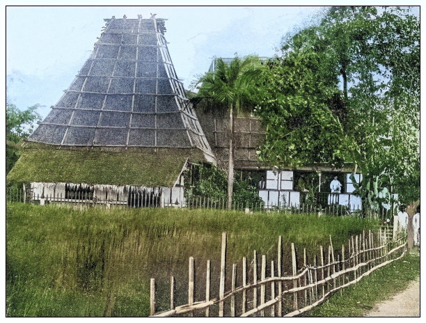 古色古香的黑白照片:菲律宾吕宋岛的乡间别墅图片下载