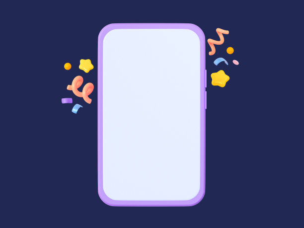 3d五彩纸屑电话聚会和生日聚会。节日的智能手机。模拟屏幕在卡通风格。3 d演示。图片下载