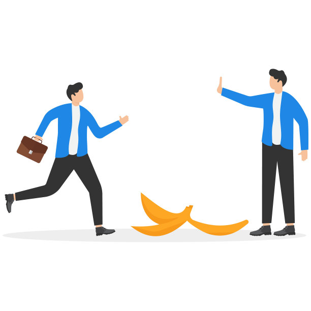 避免商业错误或失败，防止意外或陷阱，在商业风险中提供保险或警告，在危机中提供支持，信心商人英雄保护香蕉皮不滑。图片下载