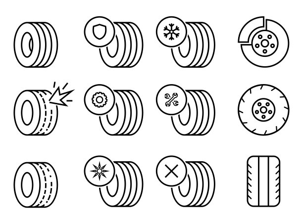 轮胎服务-矢量线性图标隔离在白色。图片下载