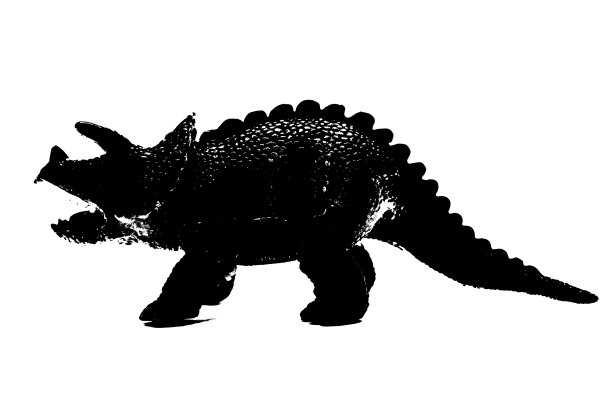 黑色恐龙剪影孤立在白色背景，恐龙玩具模型图片下载