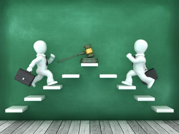 法律上的小木槌与卡通商业人士的步骤图片下载