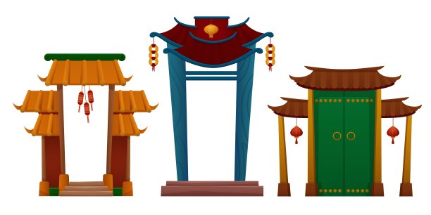 传统的中国房屋或寺庙的门图片下载