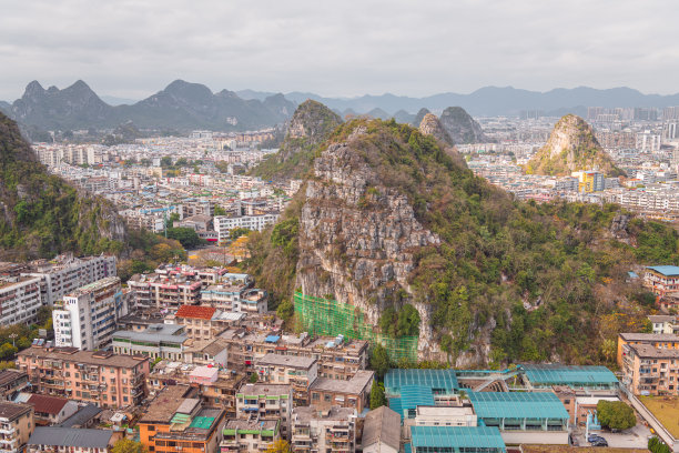 中国广西桂林山水公园的航拍照片图片下载