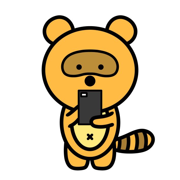 一只正在操作智能手机的浣熊图片下载