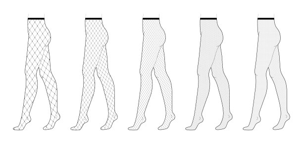 一套鱼网裤袜在腿上，不同的网目大小，正常的腰，高上升，全长。时尚配饰图片下载