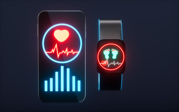 卡通手机和健身手环，3d渲染。图片下载