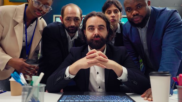 项目团队向主管汇报进度的POV图片下载