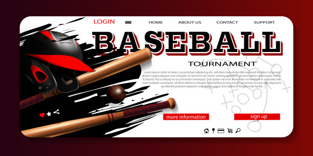现代风格的团队运动理念。棒球棒，头盔和棒球与文字在一个肮脏的黑暗背景。时尚的创意网页模板与复制空间。图片下载