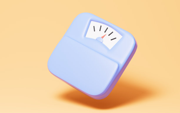 卡通体重比例尺模型，健康运动概念，3d渲染。图片下载