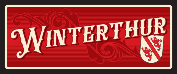 瑞士温特图尔市旧旅游牌匾图片下载