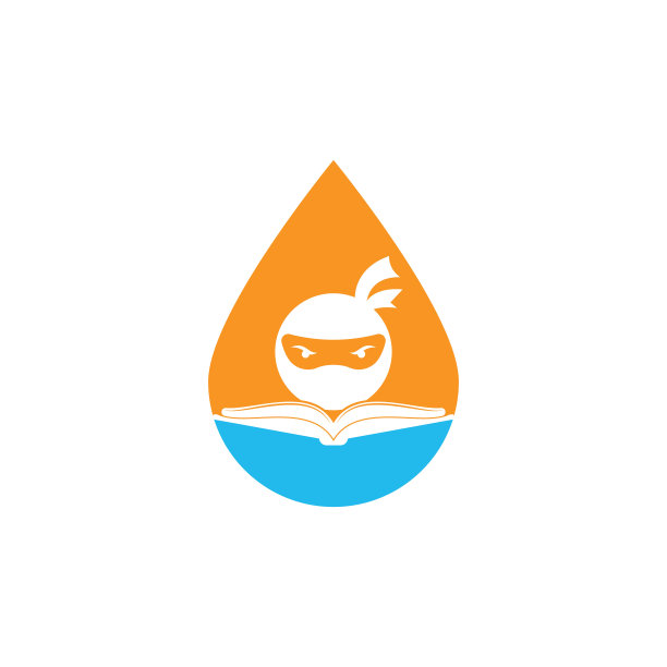 忍者书drop形状概念标志设计模板。图片下载