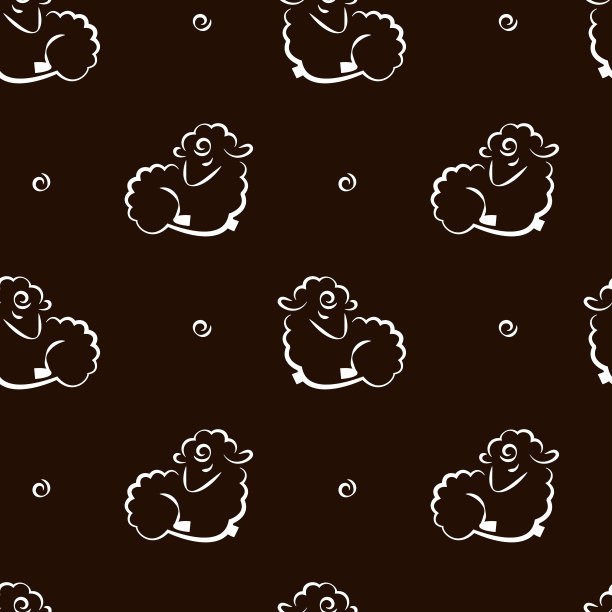 无缝的动物图案与熊猫和羔羊，风格化的图像，矢量图片下载