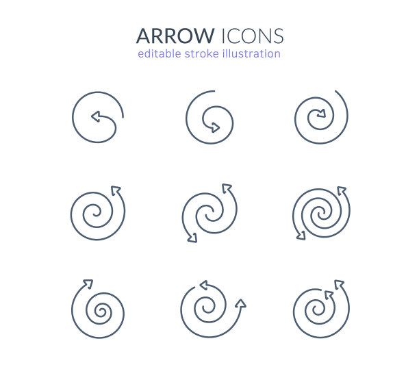 圆形螺旋箭头图标集图片下载