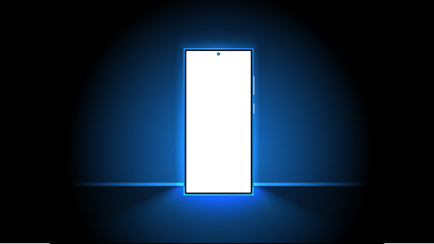 智能手机光屏，手机科技显示光横幅。智能手机屏幕在插图中闪闪发光。现代手机矢量抽象背景壁纸，横幅，邀请图片下载