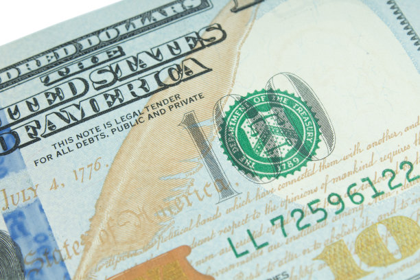 美元，白底纸币。前视图。黑色星期五大减价图片下载