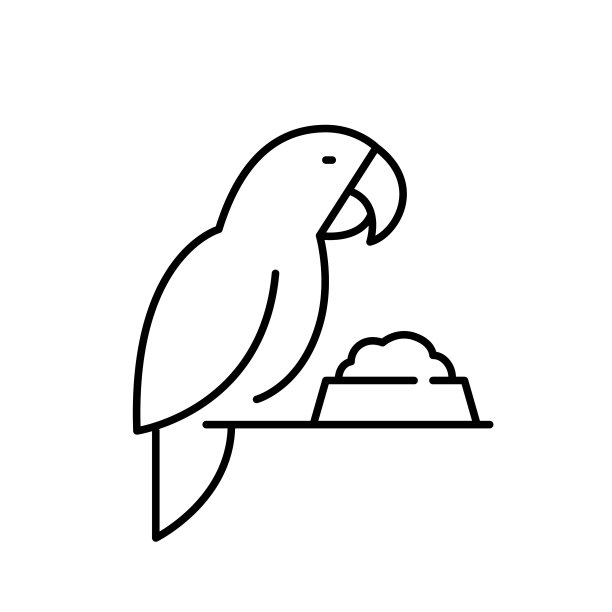 鹦鹉在吃东西。宠物护理。像素完美矢量图标图片下载