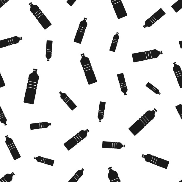 一瓶水。无缝模式。白色背景的图标图片下载