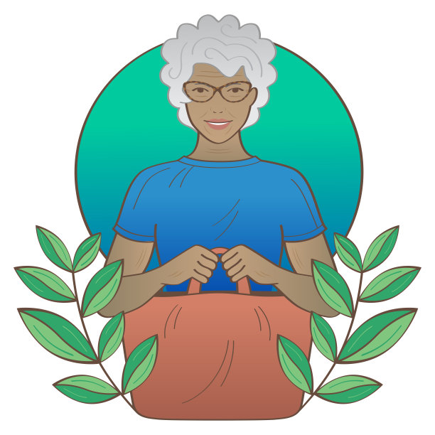 戴眼镜的老妇人拿着购物袋图片下载