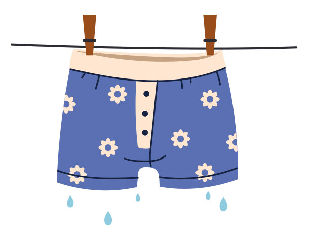 内裤在白色背景上被孤立地晾晒着。矢量平面图形设计插图图片下载