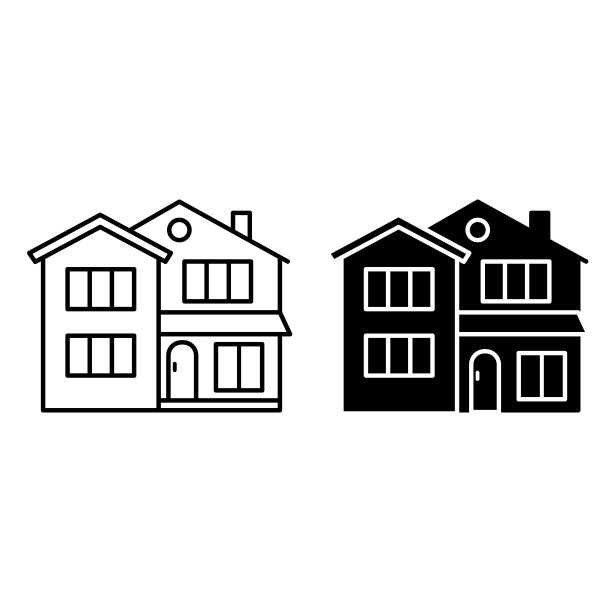 别墅图标。现代住宅建筑的黑白矢量图标。财产、大厦、住所。体系结构概念图片下载