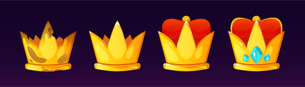游戏ui等级设计的金冠图标。图片下载