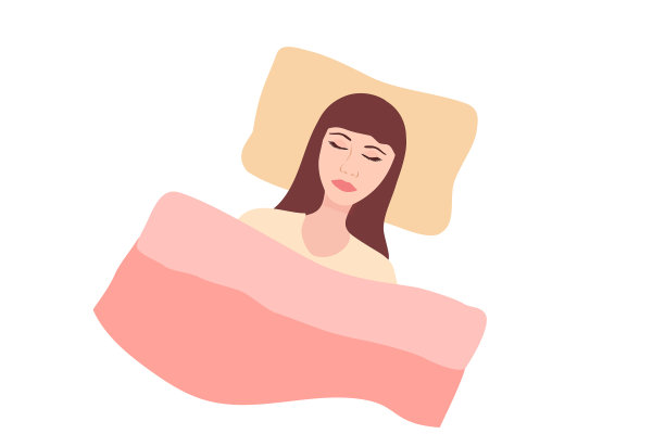 睡眠好概念，健康的女人睡在床上矢量插图图片下载