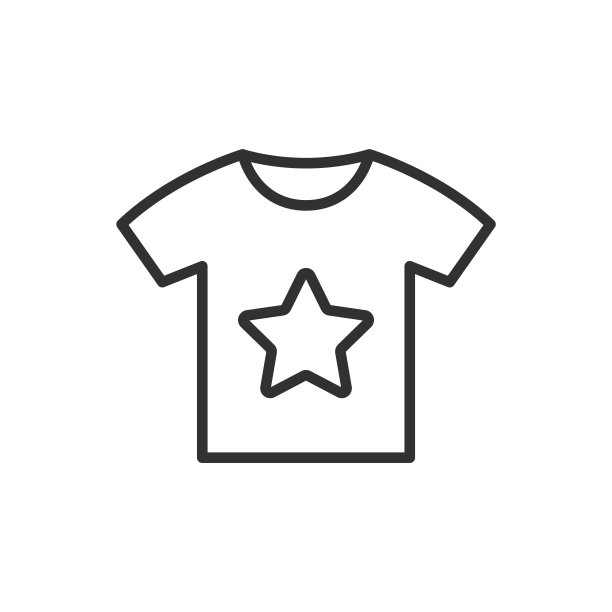 服装带有图案，线性图标。把图片印在t恤上。线条可编辑的笔画图片下载