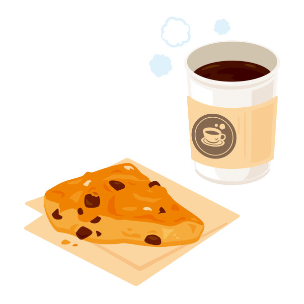 烤饼和热咖啡套装图片下载