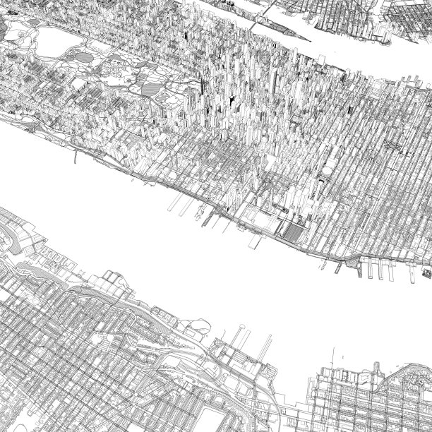 美国纽约的城市和城市的3D插图图片下载