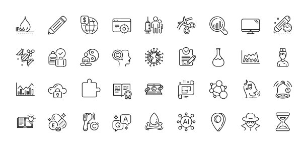 欺诈，诚信和作家线图标包。用于web应用程序。线图标。向量图片下载