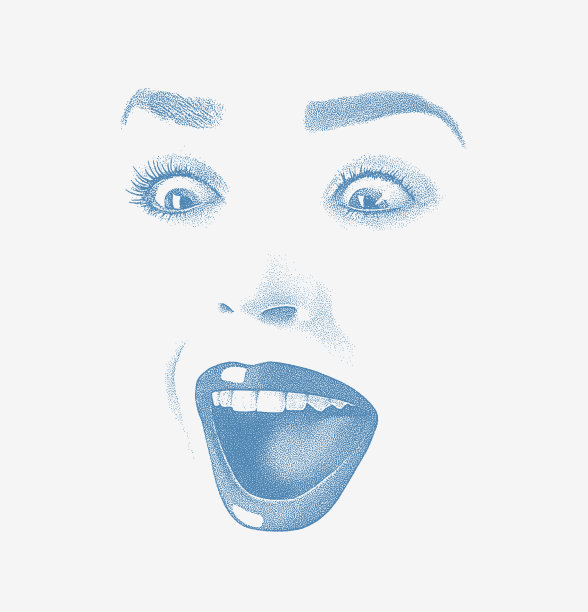点画插图的女人的眼睛和嘴唇图片下载