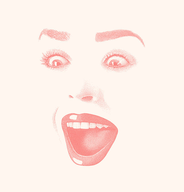 点画插图的女人的眼睛和嘴唇图片下载