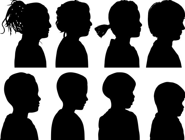 高度详细的侧面儿童头部轮廓图片下载