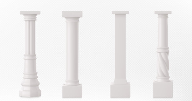 用白粘土制成的古罗马圆柱。图片下载