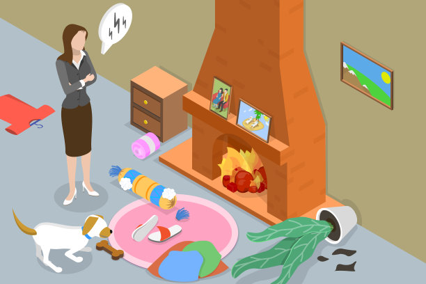 顽皮狗的三维等距平面矢量概念插图图片下载