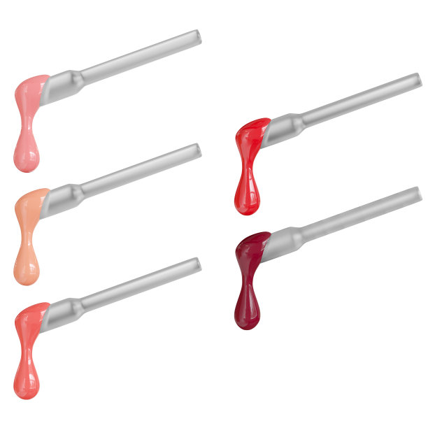 三维渲染的五个色板口红色调的红色，粉红色，橙色和裸色图片下载