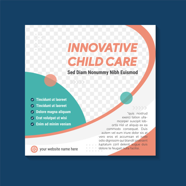 收集创新的儿童保育横幅设计模板在方形布局。图片下载