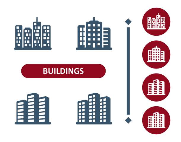 建筑图标。建筑，城市，城市景观，摩天大楼，办公楼，公寓楼图标图片下载