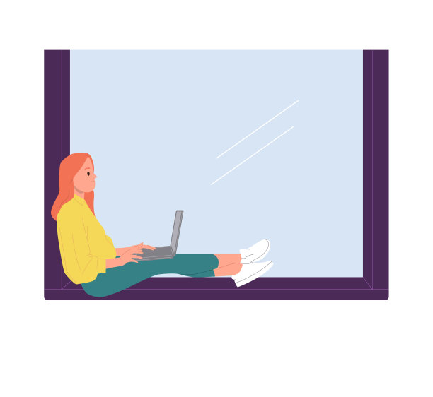 年轻女性自由职业者坐在窗台上，在环保的联合办公空间工作图片下载