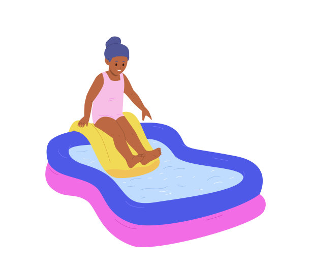 小女孩学龄前儿童卡通人物玩滑梯游泳迷你吸引设备图片下载