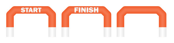 用于马拉松、赛跑或运动的充气起跑线和终点拱门。矢量插图隔离在白色背景上。图片下载