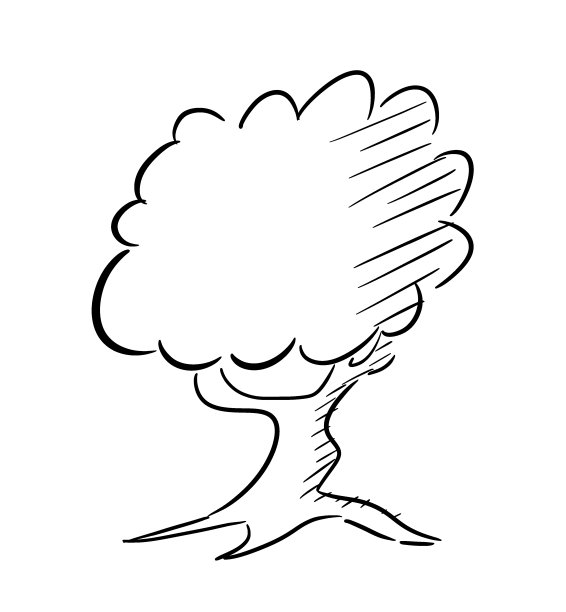 黑白线艺术插图的树与树叶图片下载